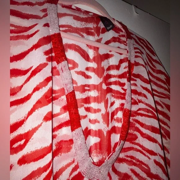 Red and Orange Zebra Print Kaftan - Picture 2 of 3